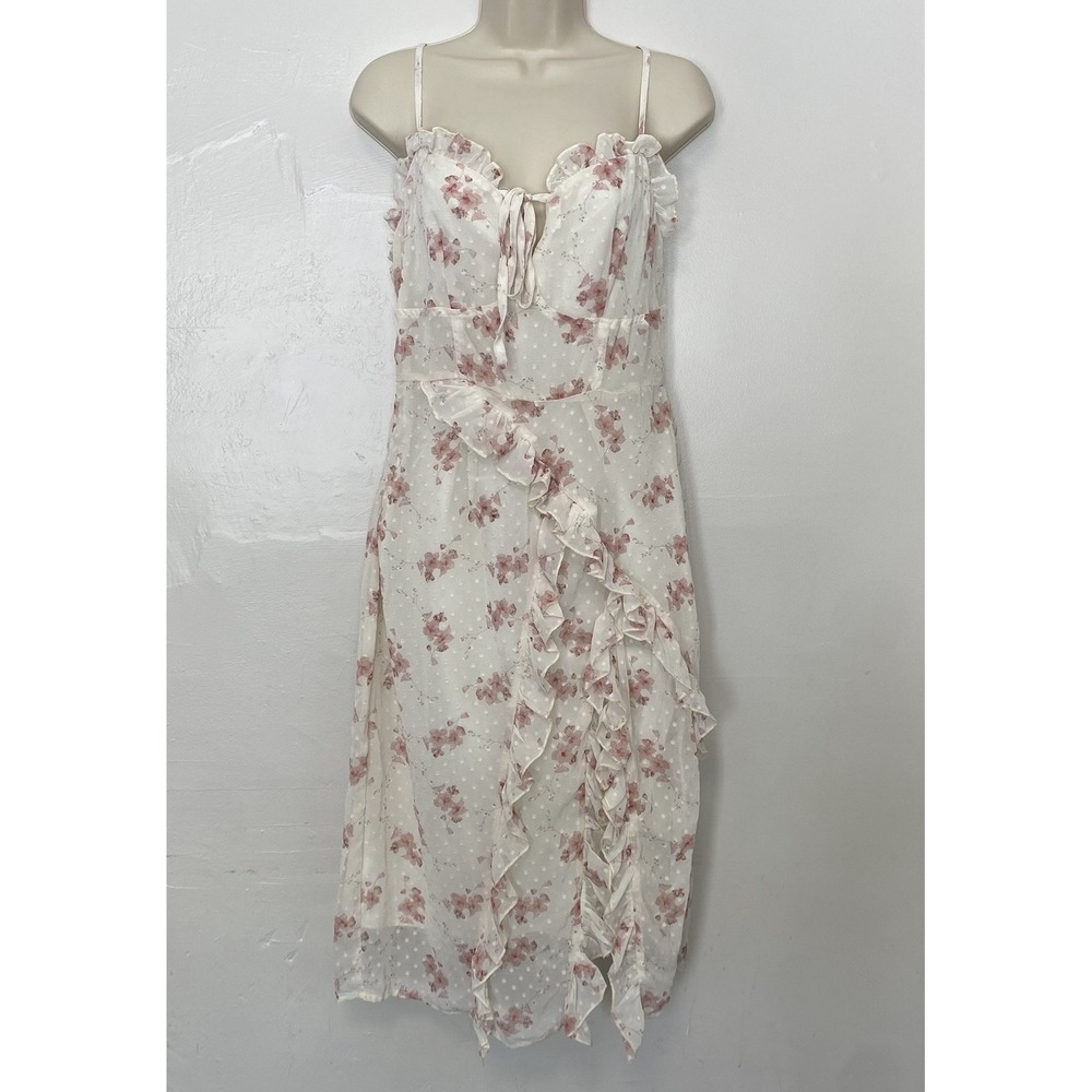 Y2K Floral Ruffled Cottagecore Dress Babydoll Spaghetti Strap Coquette Fairycore